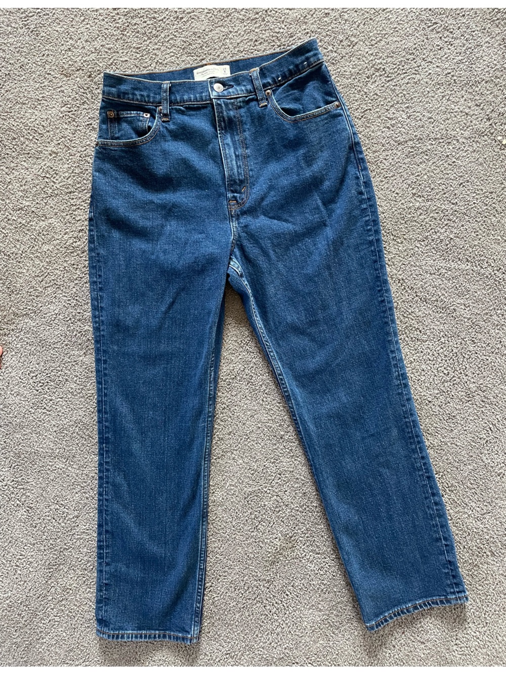 Abercrombie & Fitch Women’s Straight-Leg Denim Jeans in Deep Blue